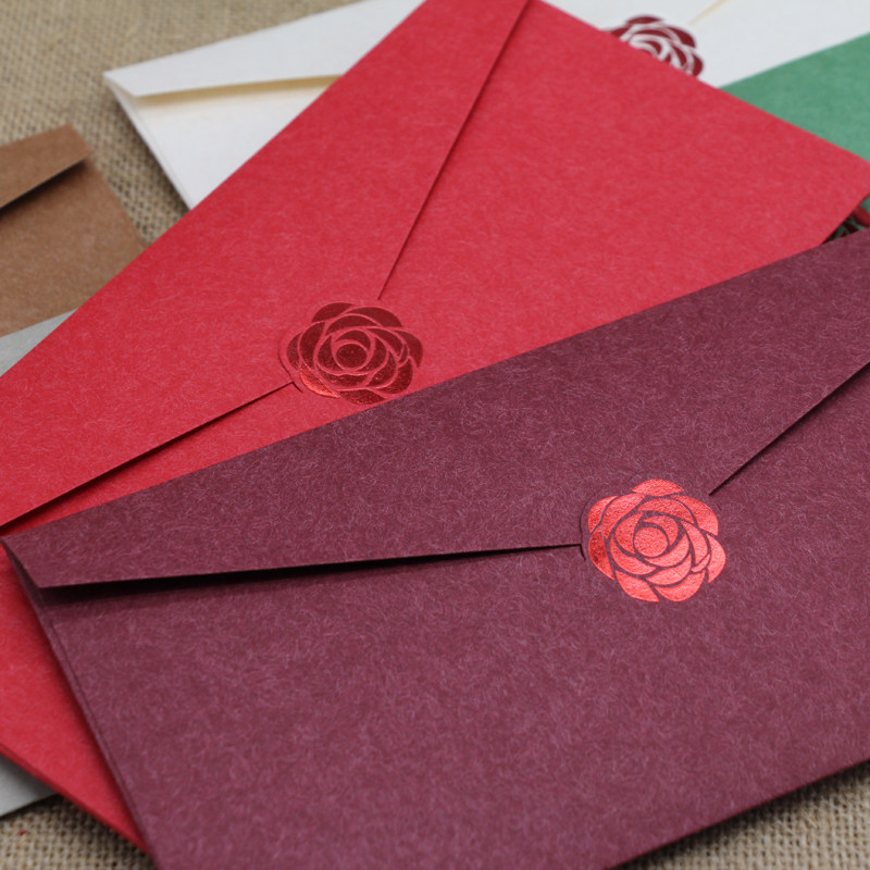 清仓信封定制5号高档烫金金玫瑰简约西式邀请函请柬