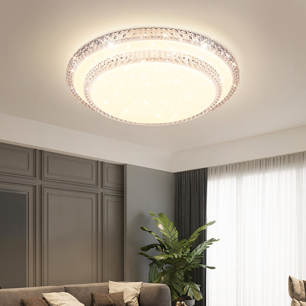 雷士照明led客厅家用房间灯具轻奢水晶灯现代简约客厅吸顶灯