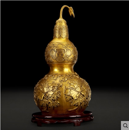 开光大号铜葫芦摆件纯铜风水招财开口办公室摆设客厅电视柜装饰品