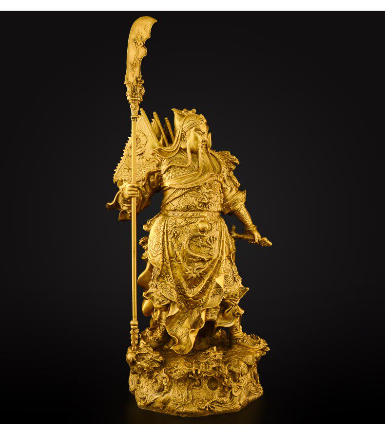 铜关公像新款纯铜九龙关公铜像摆件武财神关爷护宅办公室乔迁开业