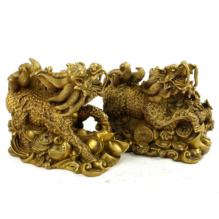 开光纯铜麒麟元宝金钱摆件化煞送子镇宅新古典摆件