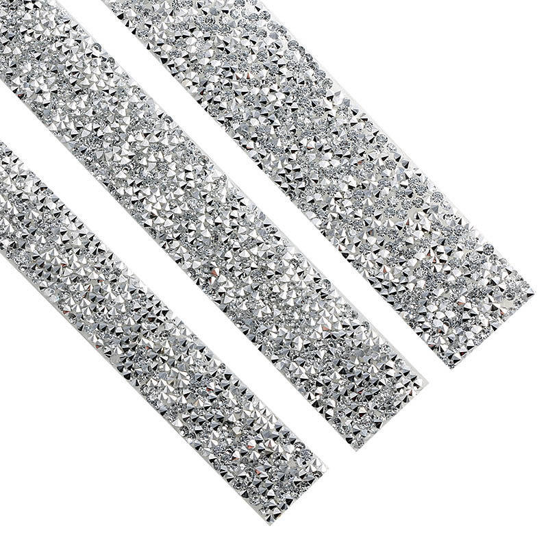 diy手工碎钻花边自带透明背胶撕开直贴 条码腰链婚纱装饰钻链网钻