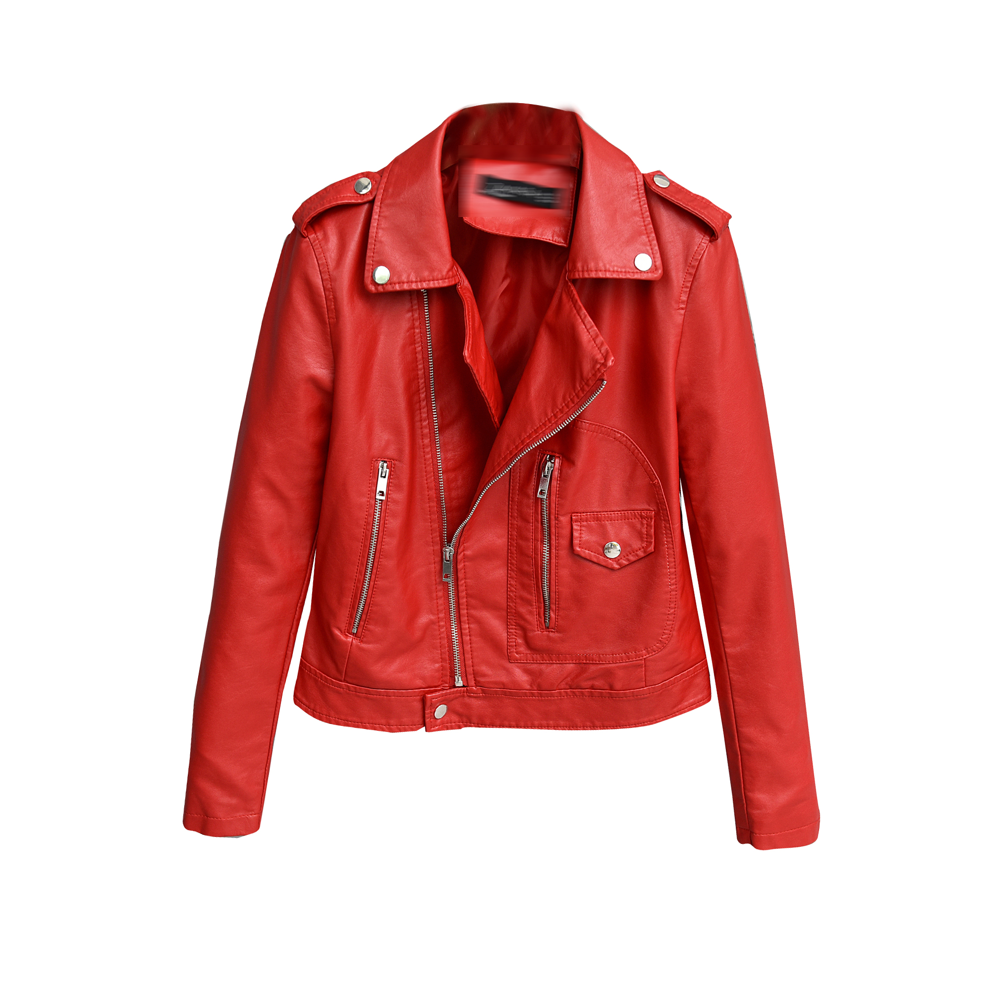 反季特价皮夹克2018新款机车翻领帅气红色皮衣皮衣