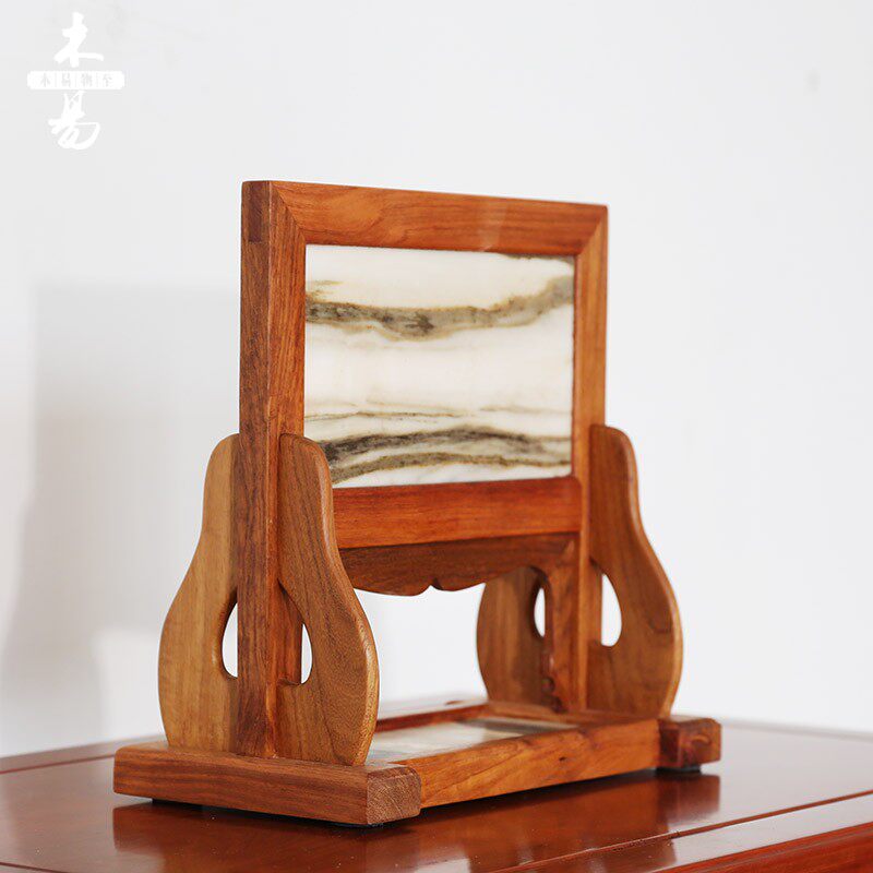 红木研屏缅甸花梨座屏文房小品小品文文人桌上座屏
