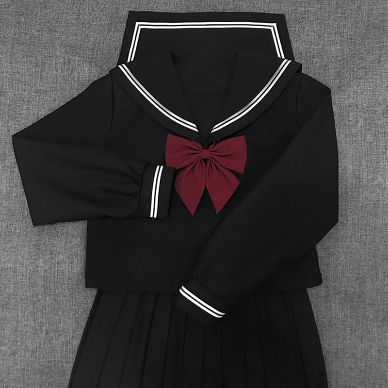 二本日本制服jk正统水手正版基础白二本黑色学生校服