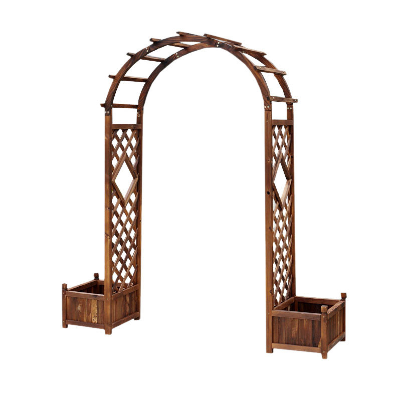 庭院网格拱形拱门碳化防腐实木花园门户户外鲜花拱门
