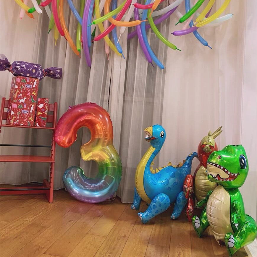 恐龙龙场景卡通布置场景三角主题装饰派对生日气球