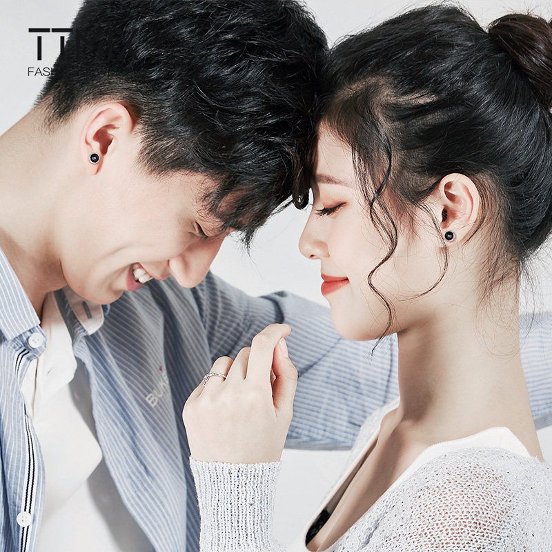 情侣耳钉一对男女纯银ins气质简约韩国网红百搭耳钉