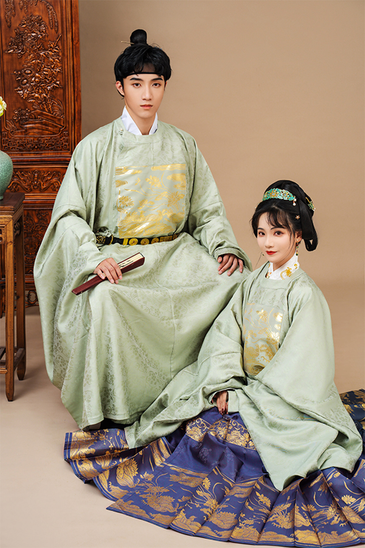 鸾制月下鸳鸯明制圆领衫圆领袍马七夕情侣汉服汉服