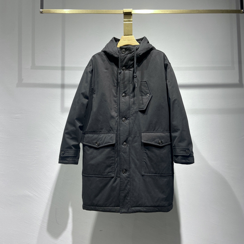 冬季男士羽绒服2022年新款男中长款潮牌时尚潮流工装连帽加厚外套