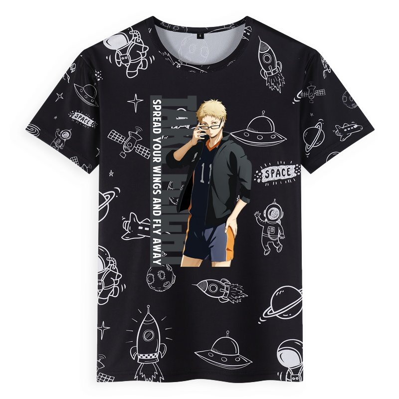 排球少年动漫周边短袖恤衫男乌高校排球部西谷夕同款t恤