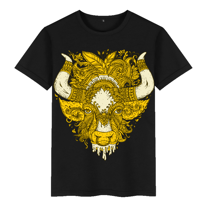 牛头小伙社会短袖男装夏季动物民族t恤