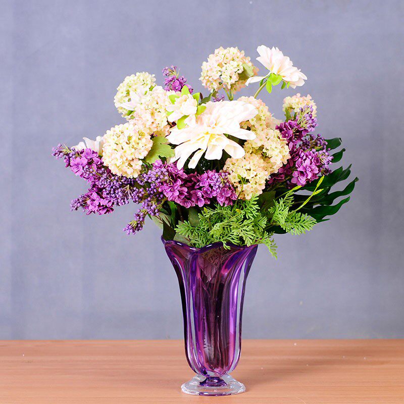 玻璃花瓶玫瑰绣球花艺插花装饰品摆设客厅餐桌仿真花