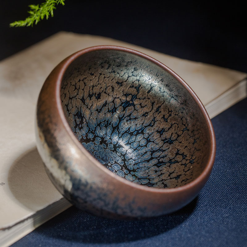 范华手工原矿建盏茶杯陶瓷主人杯单杯满纹油滴茶杯