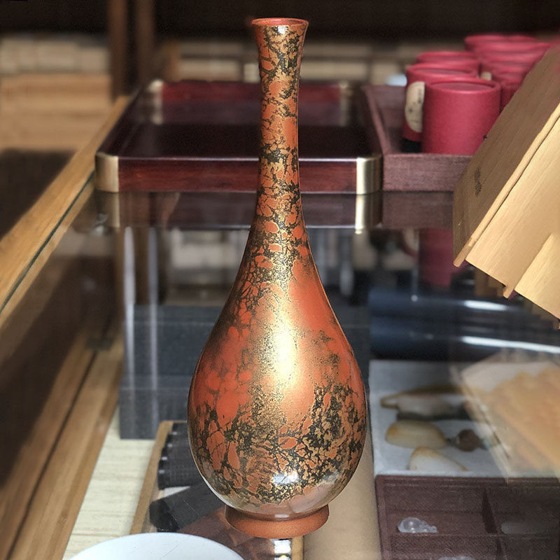 插花日本铜花花瓶摆件工艺品干花客厅创意家居饰品花瓶