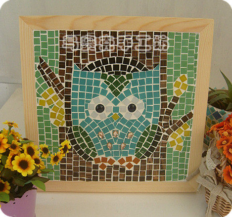 diy个性实用活动礼物创意手工马赛克装饰画猫头鹰现代装饰画