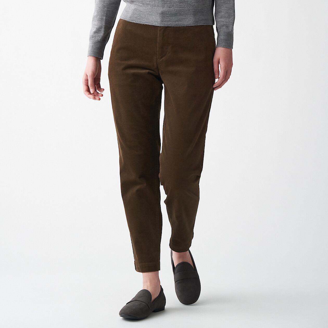 无印良品女式灯芯绒休闲女裤弹力九分秋冬季休闲裤