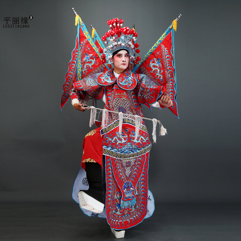 戏曲京剧武生武将旗厚绉戏服花将军小生老生民族服装