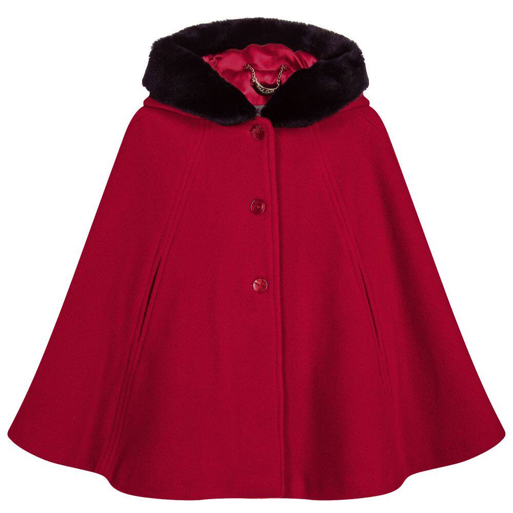2022新款女童夹棉披风风斗宝宝婴儿红色披肩披风