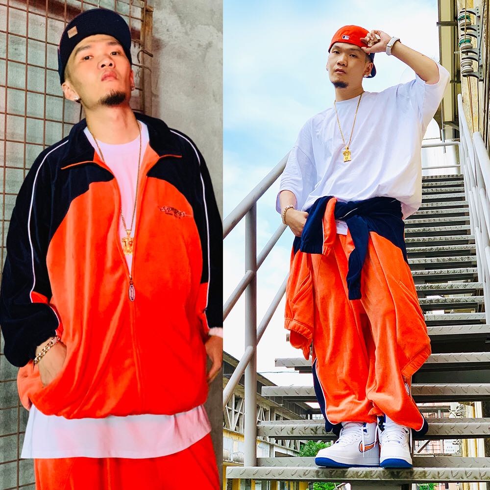 ACUSA 天鹅绒春秋季运动街头长袖长裤套装刺绣工艺超宽松肥大款式