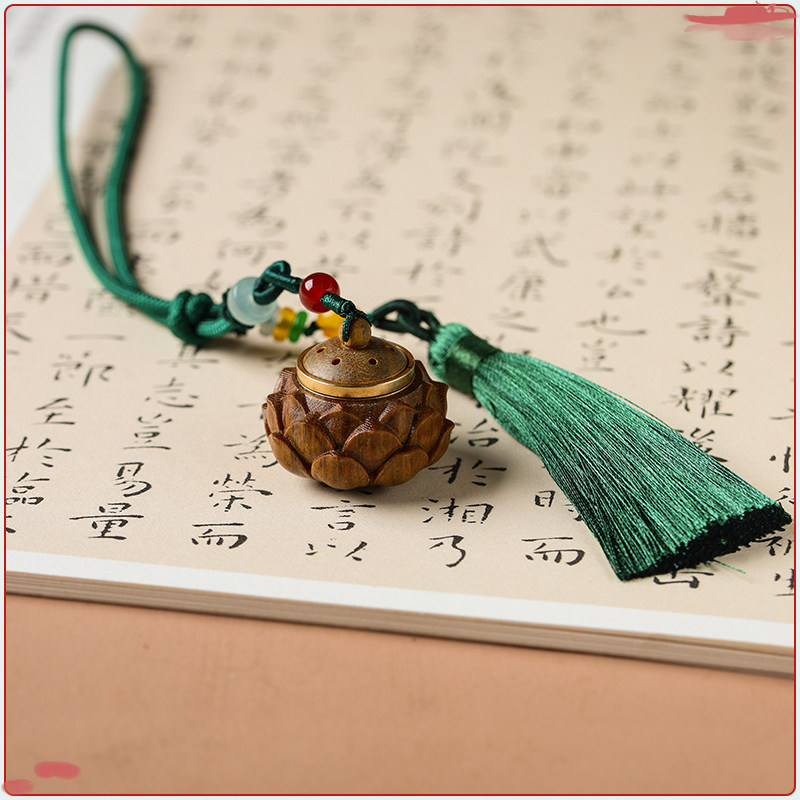 民族风小清新打开荷花形状香丸香囊流苏钥匙链包钥匙扣