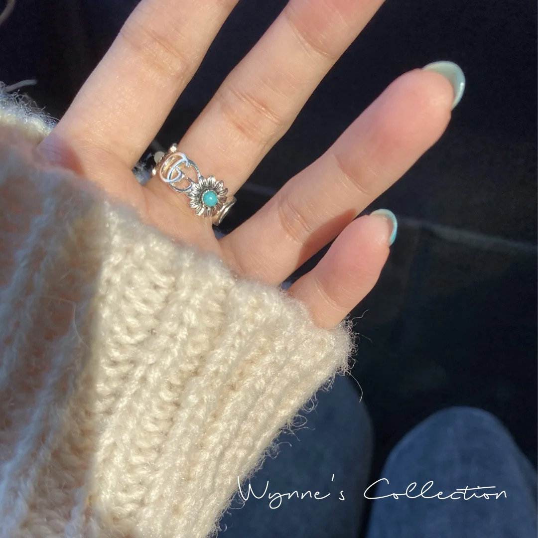 daisy小雏菊戒指复古做旧镂空花朵戒指925银g家同款酷酷风银戒