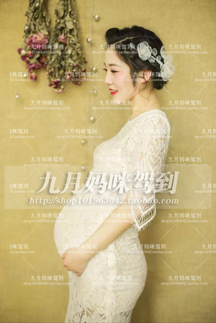 96 孕妇照服装摄影写真服饰影楼孕照衣服白色蕾丝摩登孕照出租
