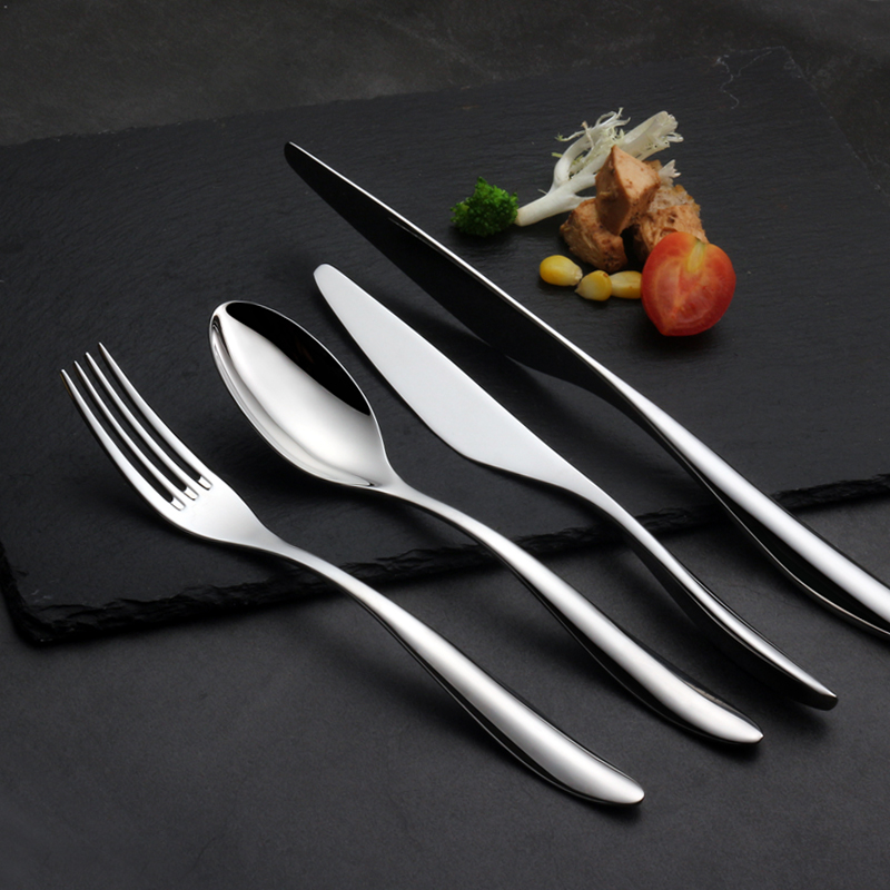 刀叉不锈钢西餐餐具三件件套水滴实心牛排勺意西餐餐具套装