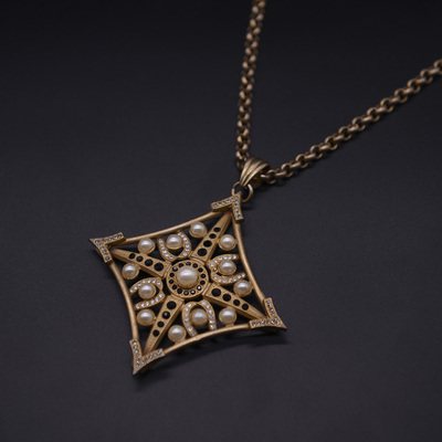 【vintage】古董 复古着 古典 珍珠 马耳他 十字架 项链 毛衣链