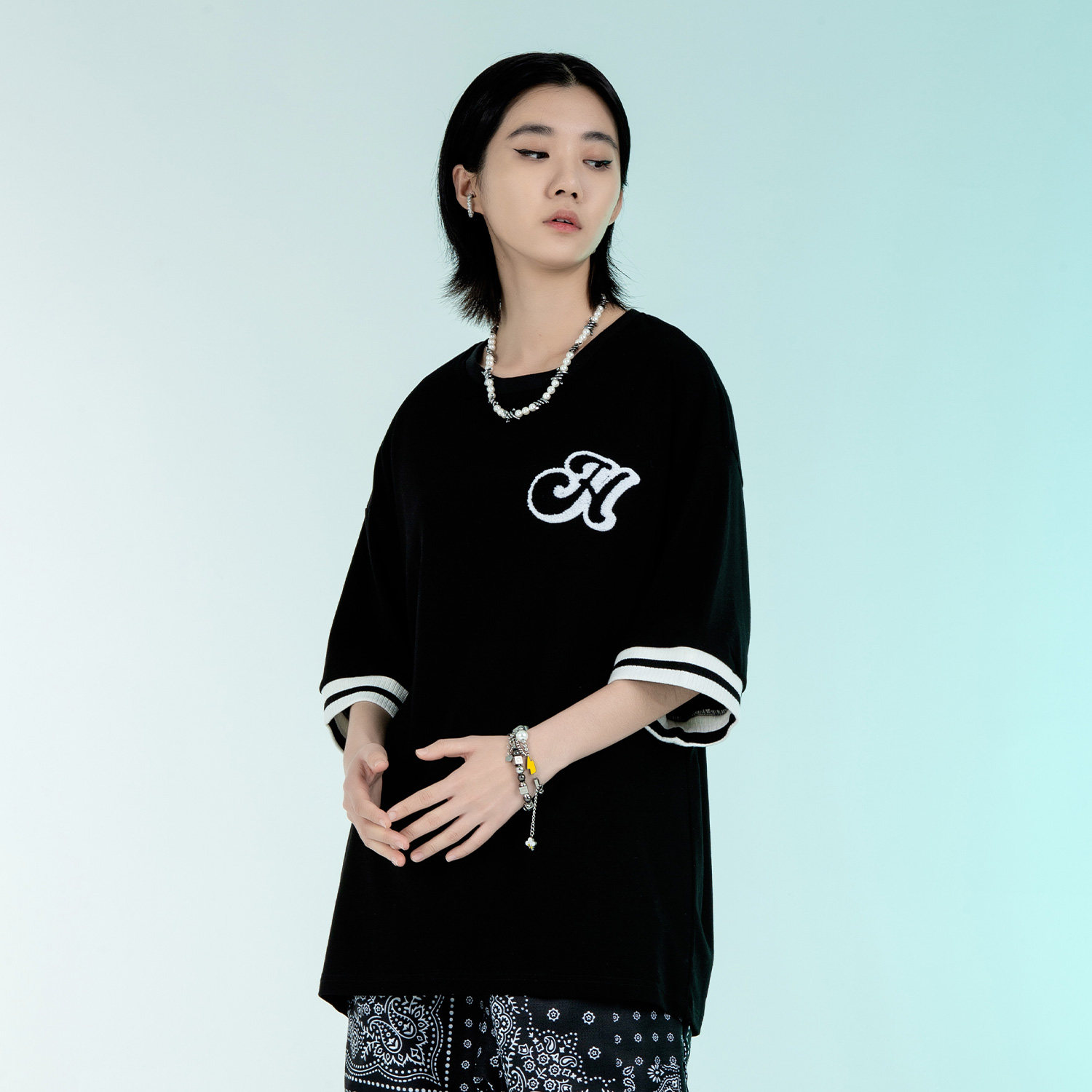 圆领htcu棒球毛巾基础短袖ins潮牌宽松休闲t恤