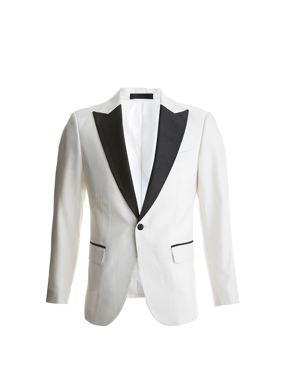cultum白色西服男戗驳领一粒扣新郎结婚婚礼礼服宴会主持人西装