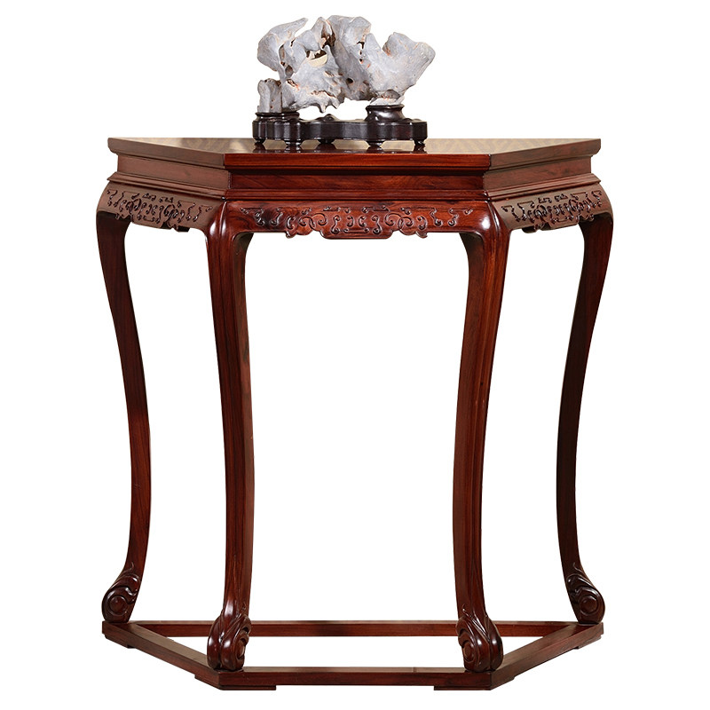 玄关红木半圆圆桌靠墙台柜实木中式仿古古明玄关台