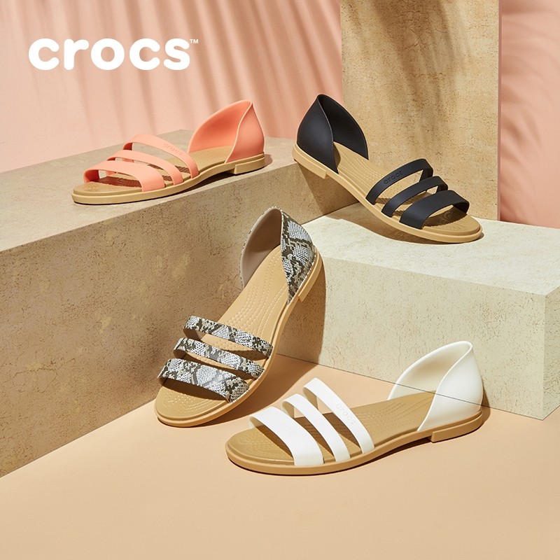 crocs女单卡骆驰仙女风凉凉鞋束带女士休闲平底时装凉鞋