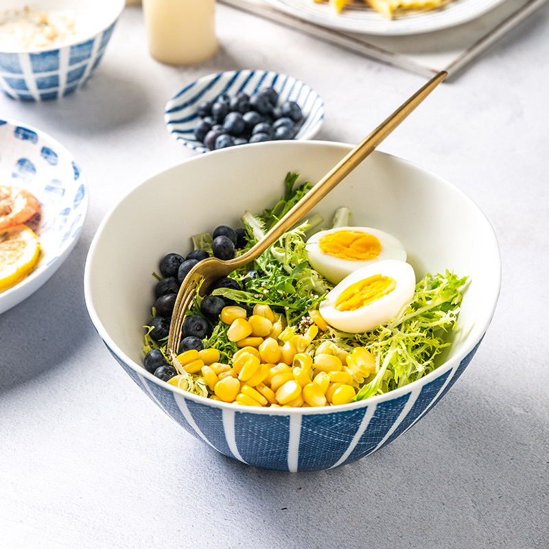 亿嘉日式大汤碗家用吃饭饭碗菜碗创意汤面水果碗