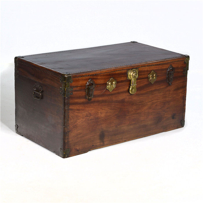 老式樟木独块板樟木箱嫁妆陪嫁箱子简约实木衣箱