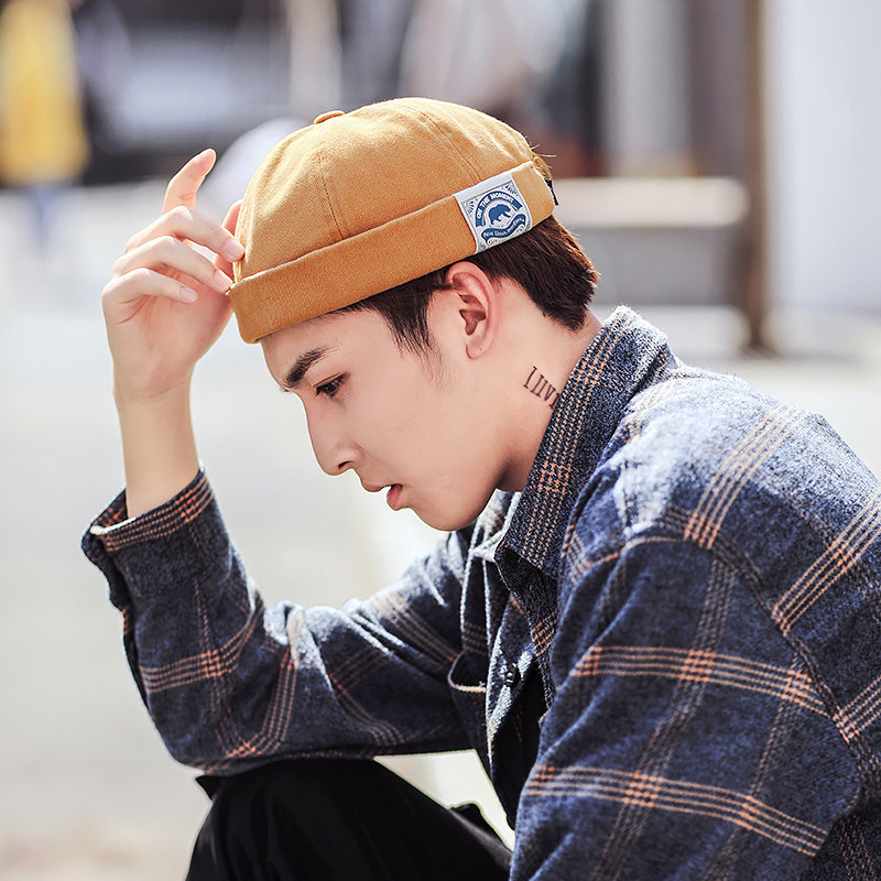 帽子男潮复古嘻哈街头雅痞个性圆顶包头帆布帽子