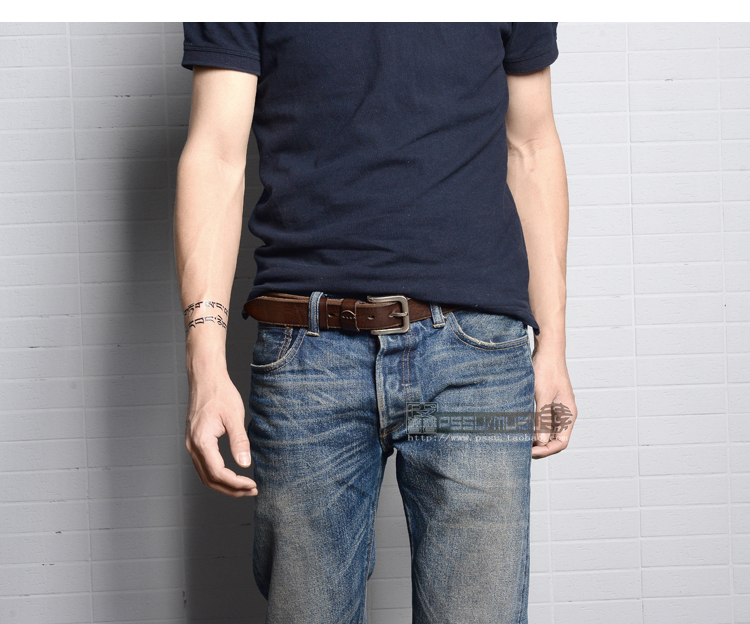 皮薯薯 男士皮带真皮休闲针扣韩版牛仔女裤带头层纯牛皮复古腰带