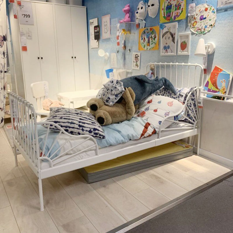 宜家简约国内床板满铺框架铁艺婴儿家米加长儿童床