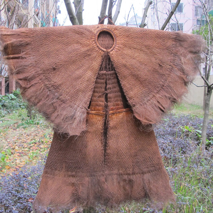 成人大蓑衣龙袍可穿钓鱼防雨棕衣辟邪装饰收藏演出道具斗笠老物件