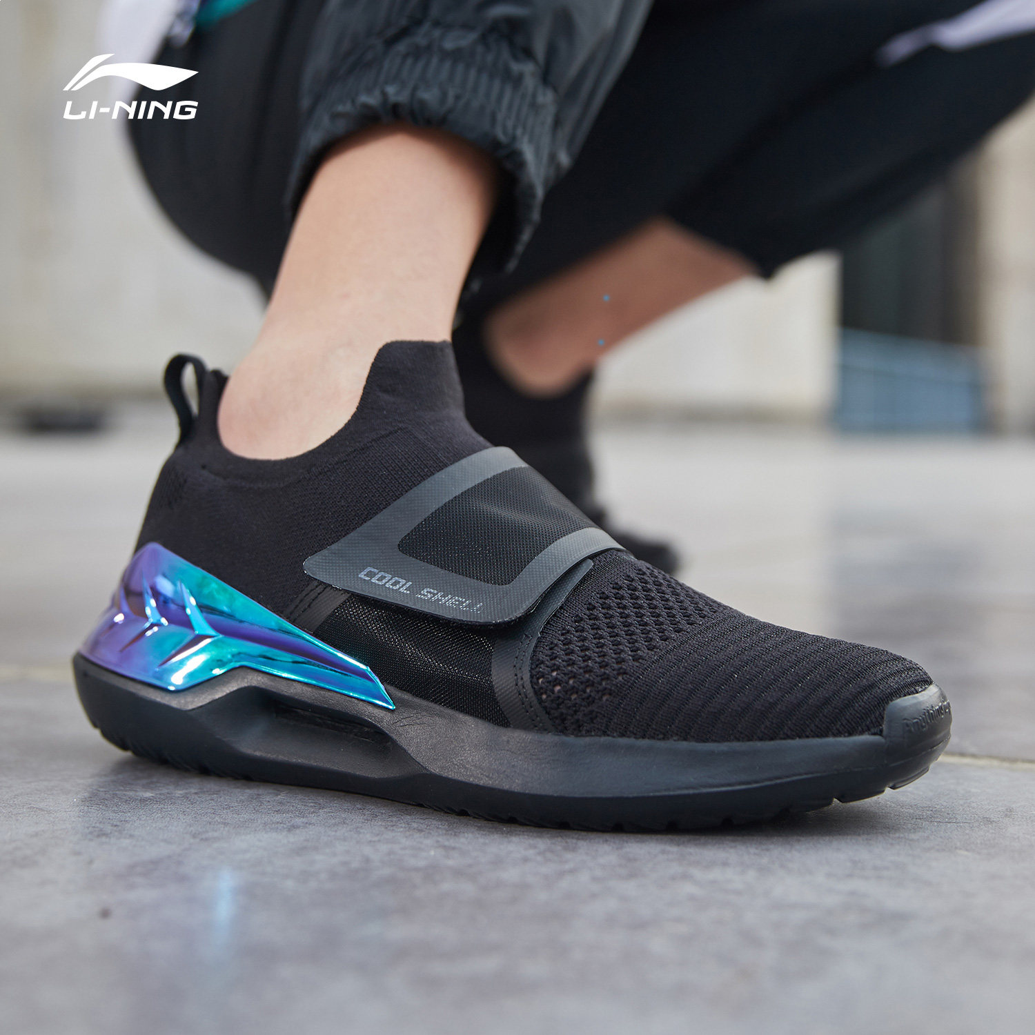 李宁羿星2男鞋2022休闲网面透气一体织袜袜子运动休闲鞋