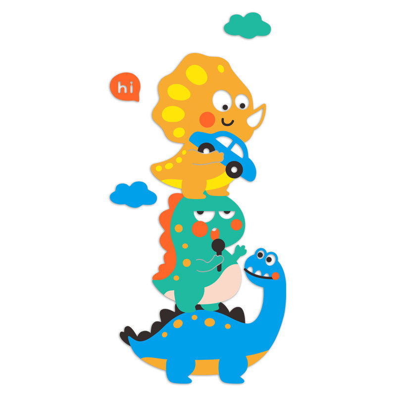 儿童房间布置卡通恐龙3d立体贴纸画男女孩墙贴