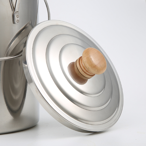 selpa:户外野营不锈钢吊壶大容量茶壶咖啡壶木柄便携水壶露营野炊烧