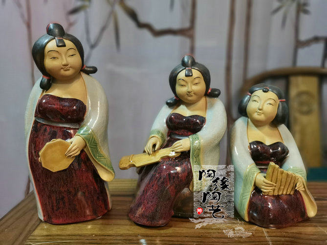 陶瓷陶瓷工艺工艺品石湾公仔唐朝乐女仕女唐韵装饰摆件