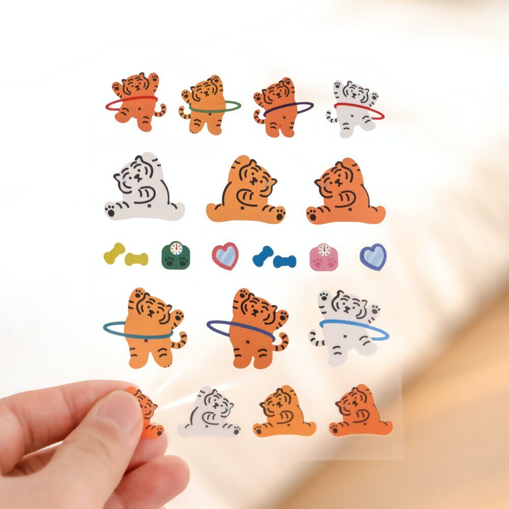 平方studiomuziktiger贴纸韩国可爱老虎手帐手工邮票贴纸