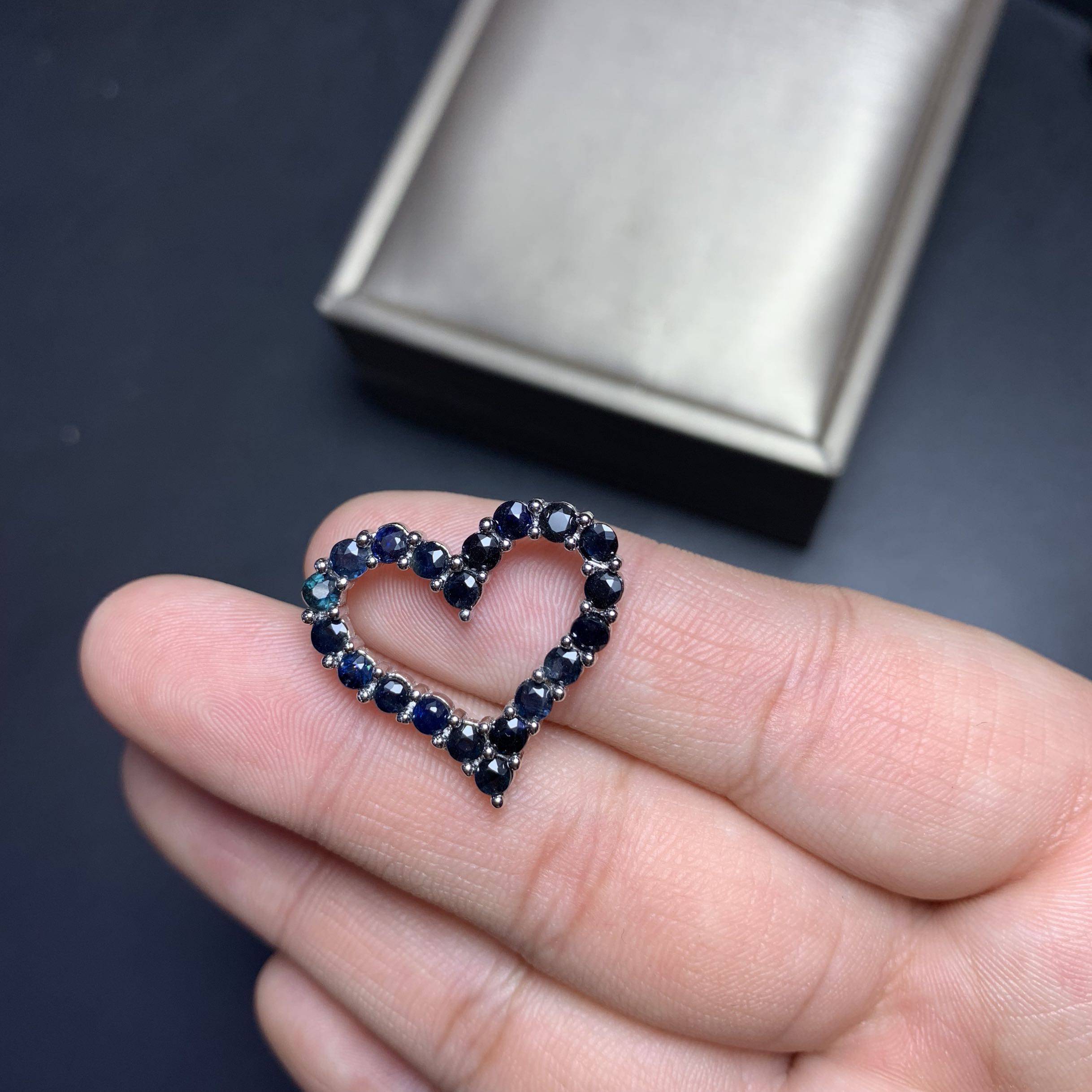 吊坠矿区直销蓝宝石心形精致镶嵌项坠项坠