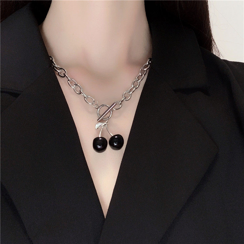 不掉掉色黑色小樱桃项链choker暗黑蹦迪复古原宿项链