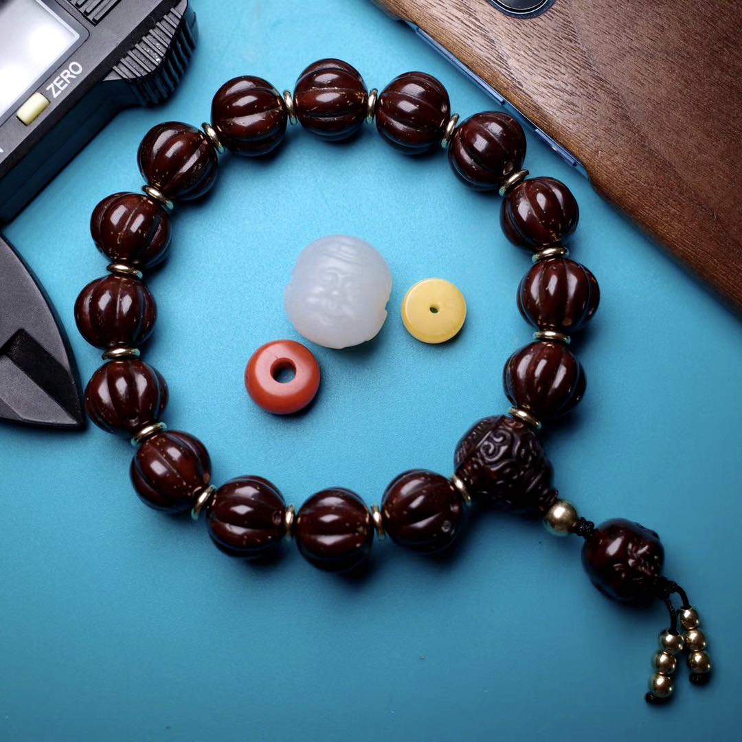 紫金金鼠瓜珠手饱满圆润紫红红皮皮质油性性好佛珠