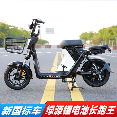 绿源电动车电瓶车 超级长跑王锂电池电动自行车新国标fet2黑马