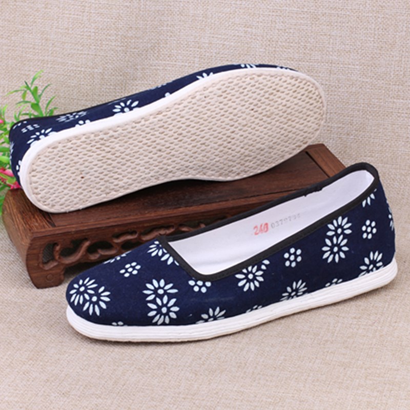 千层布鞋女纯手工夏浅口透气妈妈复古套脚农家布鞋