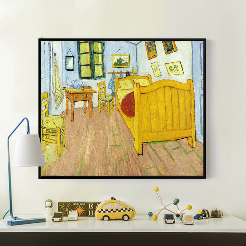 墙蛙梵高的卧室玄关画现代欧式书房油画挂画有框画壁画客厅装饰画